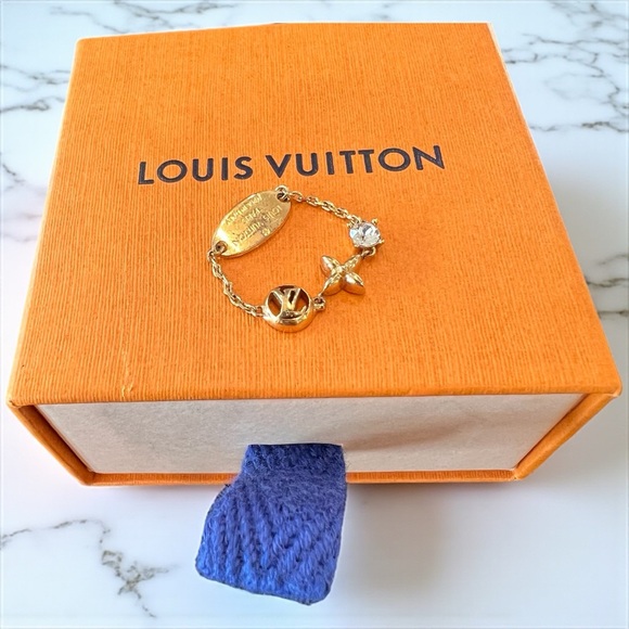 LOUIS VUITTON 
Metal Crystal Petite Louis Ring S - Picture 1 of 4